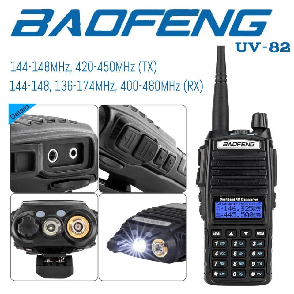 BaoFeng UV-82 Dual Band Two-way Radio : VHF 144-148 UHF 420-450mhz Walkie Talkie
