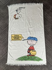 Peanuts Stevens Utica Snoopy Fringe Bath Towel Made in USA Vintage 24"x40"