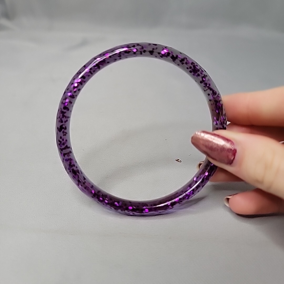 Handmade Braclet Clear Purple Translucent Resin P… - image 3