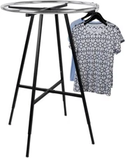 Black & Chrome 36" Round Clothing Rack Height 48 - 72" H Leveler Glides Garment