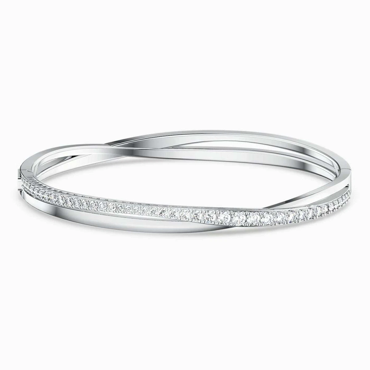 NEW Swarovski Twist Rows White Rhodium Plated Bracelet eBay