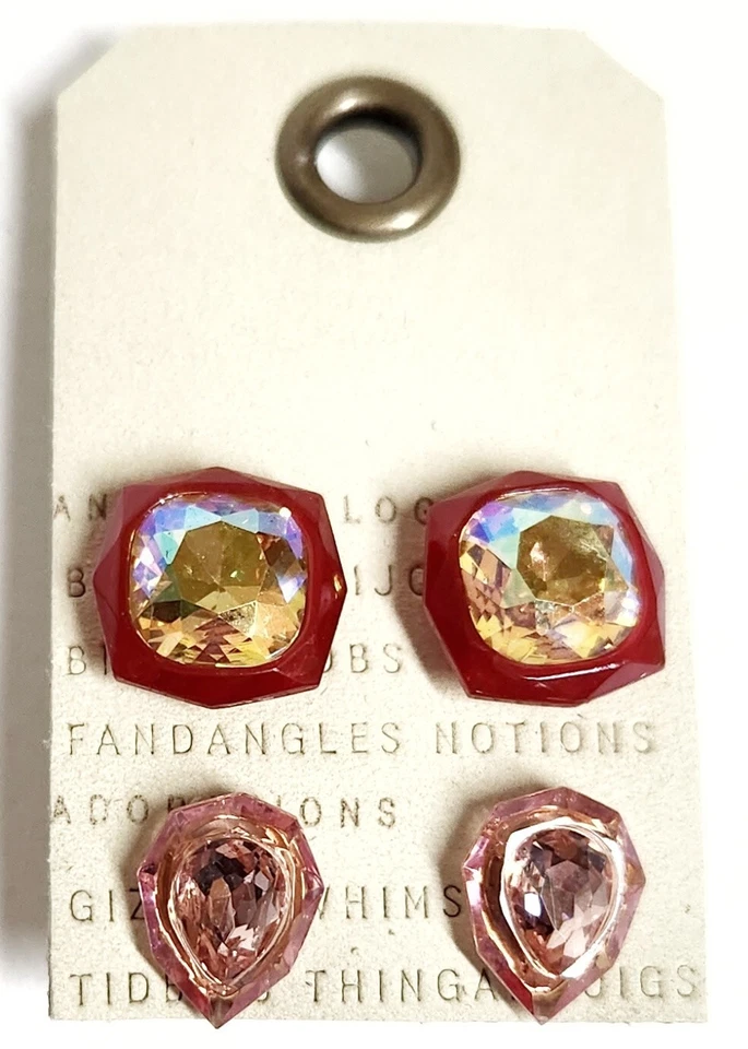 Juego de pendientes Anthropologie festivos cuadrados de resina enchapados en oro rosa rosa nuevo con etiquetas Foto 2 de 4