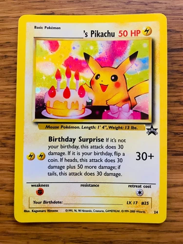 Birthday Pikachu No.24 WOTC Black Star Promo Pokemon Card! FAST & FREE P&P!