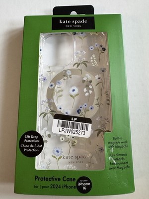 Kate Spade New York Protective Case for iPhone 16   Blue Wildflowers (MagSafe)