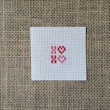 Finished Completed Cross Stitch Mini Valentine XOXO Piece for DIY Crafts