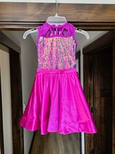 Girls Dance Costume Medium Child MC Recital Competition Pink Magenta Jazz Tap