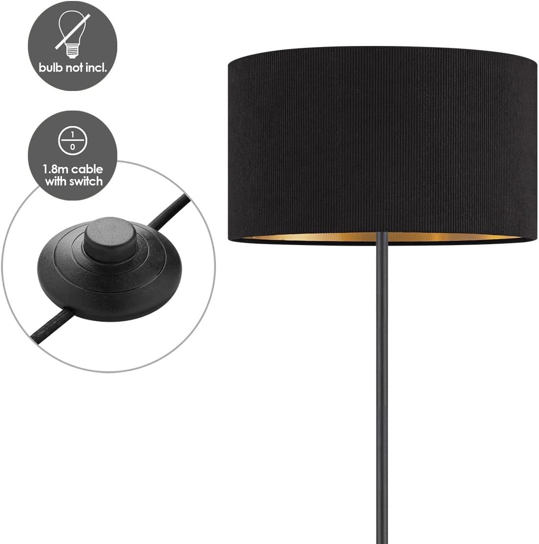 Lampada da terra scandinava in velluto nero 40x165 cm foto 4