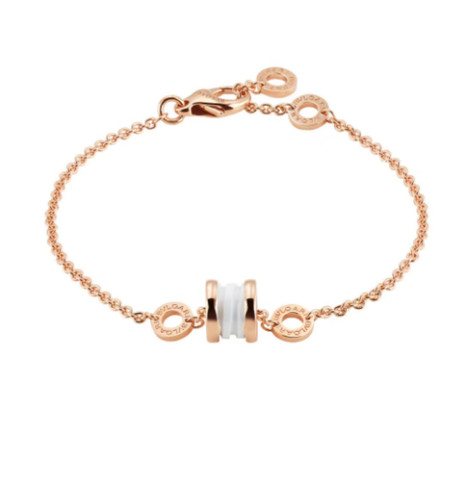 BVLGARI B.zero1 Bracelet 18K Rose Gold with White Ceramic ML size