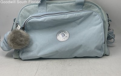 Kipling Womens Light Blue Zipper Double Handles Adjustable Strap Shoulder Bag