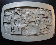 Caterpillar CAT Equipment Machines Pewter Men Belt Buckle Bulldozer Loader Dump