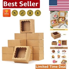 Elegant 15-Pack Brown Bakery Boxes with Trans...