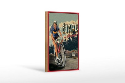 Holzschild Retro 12x18 cm Etape de Montagne Radfahrer Deko Schild