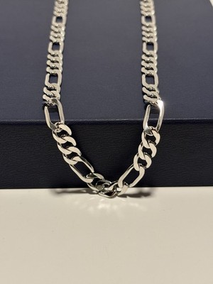 STERLINGSILBER 18 ZOLL + 1 ZOLL VERSCHLUSS 19 INSGESAMT FIGARO GLIEDERKETTE HALSKETTE 7 MM 30,5 G
