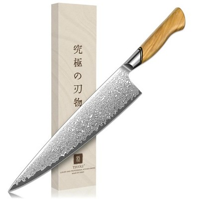 Tivoli Japanese Gyuto Knife 10 Inch Vg-10 Damascus Chef Knife Razor Sharp Blade