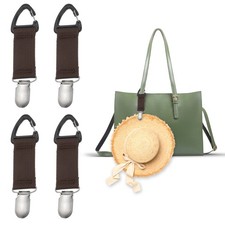 4pcs Hat Clip for Travel on Bag, Elastic Caps Holder for Brown