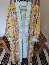 New Look Silk Effect Floral/bird Print Kimono Style Long Jacket Size L