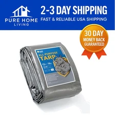 Multi-Use Silver/Black Heavy Duty Tarp 12x16 Feet - Waterproof & UV Resistant