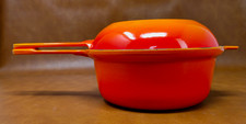 Vintage Cousances / Le Creuset 18 Saucepan Skillet Lid Orange Enameled Cast Iron