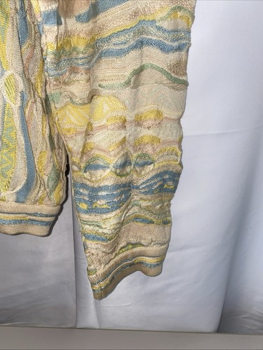 Polo vintage COOGI 3D maglia anni 90 hip hop crema/multicolore XL BIGGIE difettosa - Foto 10 di 15