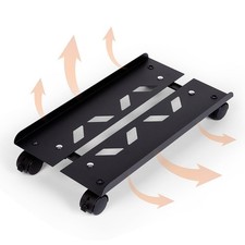 Adjustable Metal PC Tower Stand with Locking Caster Wheels for Office Gaming