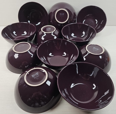 11) IKEA Fargrik Dark Lilac Coupe Cereal Bowls Set Table Dining Serving Dish Lot