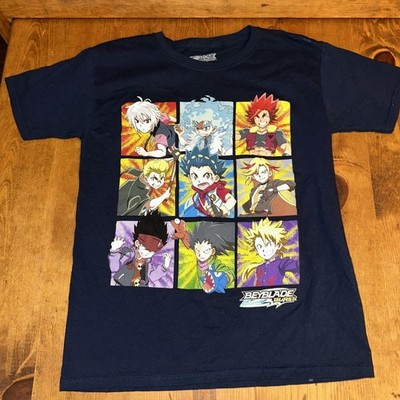 Beyblade Burst Boys' Spinner Tops Graphic Character Grid T-Shirt (Medium)