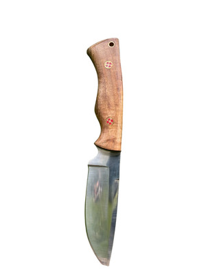 Handmade stainless steel knife for outdoor hunting with leather sheath