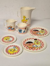Vintage Chilton Glo E Sesame Street Plastic Dish Lot