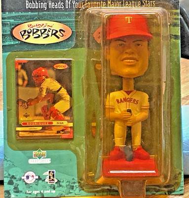 2000 UPPER DECK BOBBIN BOBBERS IVAN (PUDGE) RODRIGUEZ BOBBING HEAD + CARD NEW