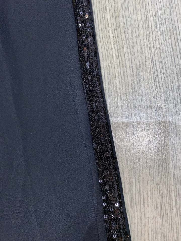 Ladies BNWOT Sz 10R Gorgeous Black Sheer Sequin Trim Cuffed Pleated Jogger❤️M&S - Image 4 of 4