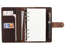 Leather Writing Journal Notebook Refillable, A6 Personal Size Traveler's Note...