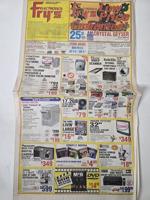 2000 Fry's Apple Power Mac G4 Cube Near Launch Newspaper Ad 22in Foldout
