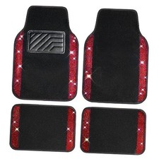Bling Diamond Car Floor Mats, Shining Rhinestone Carpet Sparkly Red Diamond