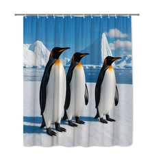Cute Penguin Shower Curtain - Fun Winter Bathroom Decor