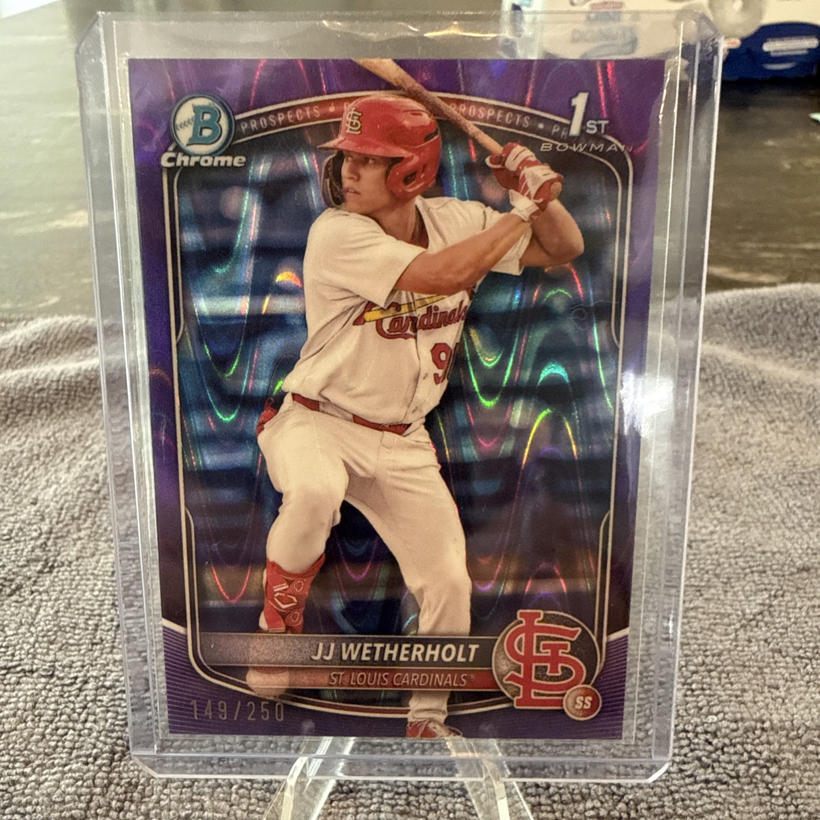 JJ WETHERHOLT 2025 Bowman Chrome 1st Purple Raywave /250 STL Cardinals Rookie RC