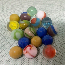 Mixed Lot Glass Toy Marbles Assorted Colors Machine Made - Age 4-7 Years