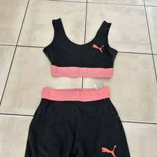 Puma Set Size 12 bra and Tight Fit Leggings grey pink gym yoga