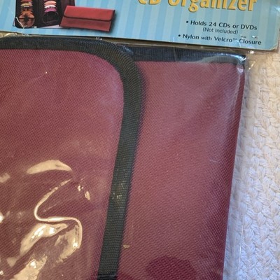 Travel CD Organizer Holds 24 CD/DVD/Blu-ray Discs Nylon Closure Red