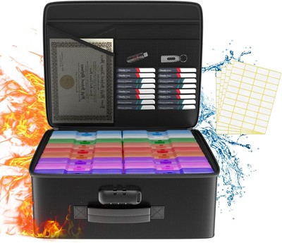Tamfile Fireproof Safe Photo Storage Box with 18 Inner 4'' x 6'' Multicolour 