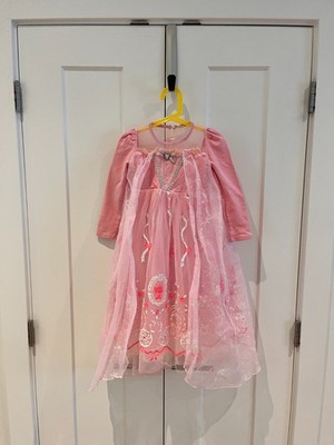 Girls Pink Princess Costume Dress Elsa Frozen Inspired Cosplay Party Size 6-7y