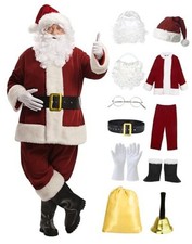 Santa Claus Costume for Men Adults Santa Suit 11pcs Mens Deluxe XX-Large Red