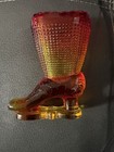 Vintage glass Boot Vase Red Orange Yellow Glossy Decorative Collectible — photo 3