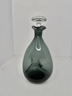 Vintage MCM Blenko Glass 49 Pinched Decanter In Charcoal W/stopper