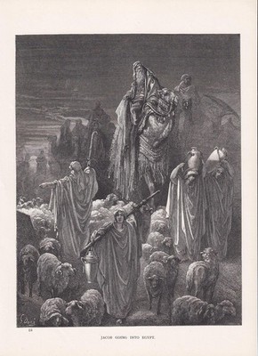 1870 GUSTAVE DORE Print - ''Jacob Going into Egypt'' - Engraving - 8.5 x 12.8 Inch