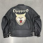Orange County Choppers Embroidered Flame Wolf Leather Motorcycle Jacket XL