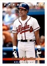 David Justice 1993 Upper Deck #366 Atlanta Braves FREE SHIPPING AutographDen