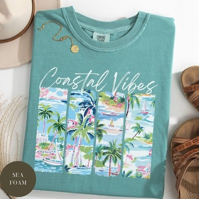 Coastal Vibes Beach Comfort Colors  Shirt, Salty Summer Tee, Beach