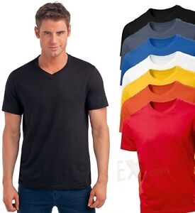 Hanes Plain Mens ComfortSoft ® Organic Cotton Vee V-Neck Tee T-Shirt S ...