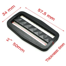 5pcs 2" Plastic Tri-Glide Slider Adjustable Buckle Black