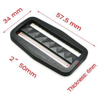 5pcs 2'' Plastic Tri-Glide Slider Adjustable Buckle Black